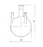 колба круглодонная с 4-мя параллельными горловинами КГП-4-1-500-29-14-14-14