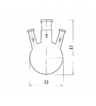 колба круглодонная с 3-мя горловинами под углом КГУ-3-1-250-29-14-14 со шлифом