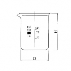 стакан низкий Н-1-150 ТС с делением с носиком